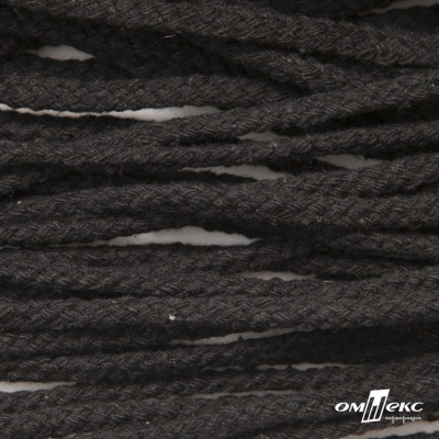 Шнур плетеный d-6 мм круглый, 70% хлопок 30% полиэстер, уп.90+/-1 м, цв.1078-черный - купить в Гатчине. Цена: 588 руб.