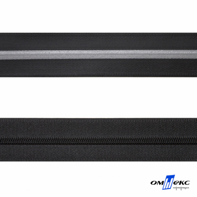 Рулонная молния с покрытием PVC спираль тип 3 (упак.270м) -черная с полосой СВО - купить в Гатчине. Цена: 12.74 руб.