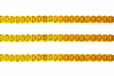 Пайетки "ОмТекс" на нитях, CREAM, 6 мм С / упак.73+/-1м, цв. 92 - золото - купить в Гатчине. Цена: 484.77 руб.