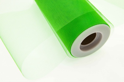 Фатин в шпульках 16-146, 10 гр/м2, шир. 15 см (в нам. 25+/-1 м), цвет зелёный - купить в Гатчине. Цена: 100.69 руб.