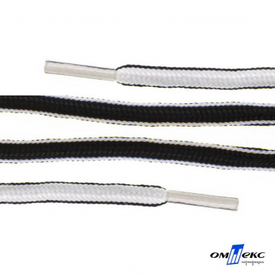 Шнурки #4-27, круглые 130 см, двухцветные (черно/белый) - купить в Гатчине. Цена: 47.04 руб.