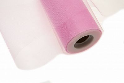 Фатин блестящий в шпульках 16-14, 12 гр/м2, шир. 15 см (в нам. 25+/-1 м), цвет розовый - купить в Гатчине. Цена: 108.61 руб.