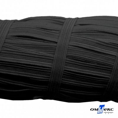 Резиновые нити с текстильным покрытием, шир. 6 мм (55 м/уп), цв.-черный - купить в Гатчине. Цена: 210.75 руб.