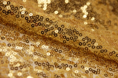 Сетка с пайетками №6, 188 гр/м2, шир.130см, цвет золото - купить в Гатчине. Цена 371.02 руб.