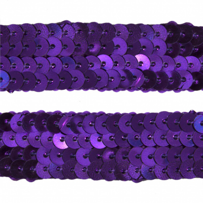Тесьма с пайетками 12, шир. 20 мм/уп. 25+/-1 м, цвет фиолет - купить в Гатчине. Цена: 778.19 руб.
