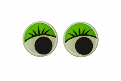 Глазки для игрушек, круглые, с бегающими зрачками, 15 мм/упак.50+/-2 шт, цв. -зеленый - купить в Гатчине. Цена: 113.01 руб.