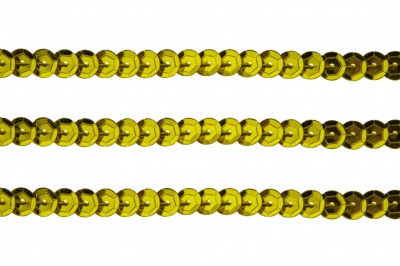Пайетки "ОмТекс" на нитях, SILVER-BASE, 6 мм С / упак.73+/-1м, цв. 7 - св.золото - купить в Гатчине. Цена: 468.37 руб.