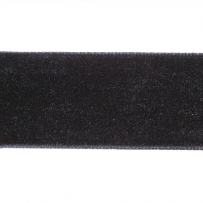 Лента бархатная нейлон, шир.25 мм, (упак. 45,7м), цв.03-черный - купить в Гатчине. Цена: 800.84 руб.