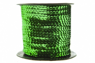 Пайетки "ОмТекс" на нитях, SILVER-BASE, 6 мм С / упак.73+/-1м, цв. 4 - зеленый - купить в Гатчине. Цена: 484.77 руб.