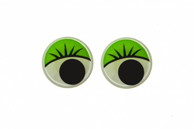 Глазки для игрушек, круглые, с бегающими зрачками, 12 мм/упак.50+/-2 шт, цв. -зеленый - купить в Гатчине. Цена: 95.04 руб.