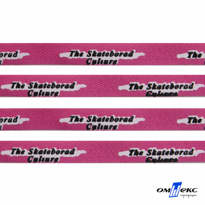 Тесьма отделочная (киперная) 10 мм, 100% хлопок,"THE SKATEBOARD CULIURE"(45 м) цв.121-26 -яр.розовый - купить в Гатчине. Цена: 850.62 руб.