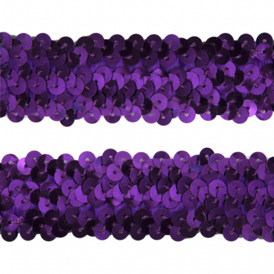 Тесьма с пайетками 12, шир. 30 мм/уп. 25+/-1 м, цвет фиолет - купить в Гатчине. Цена: 1 098.48 руб.