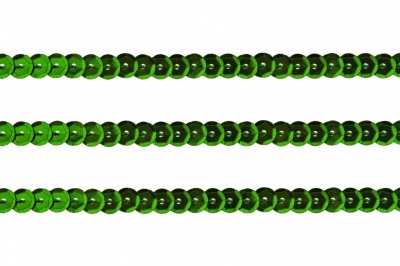 Пайетки "ОмТекс" на нитях, SILVER-BASE, 6 мм С / упак.73+/-1м, цв. 4 - зеленый - купить в Гатчине. Цена: 484.77 руб.