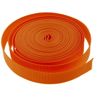 Стропа текстильная, шир. 25 мм (в нам. 50+/-1 ярд), цвет оранжевый - купить в Гатчине. Цена: 409.94 руб.