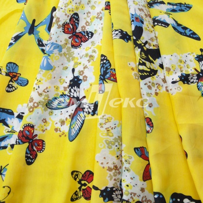 Плательная ткань "Софи" 7.2, 75 гр/м2, шир.150 см, принт бабочки - купить в Гатчине. Цена 241.49 руб.