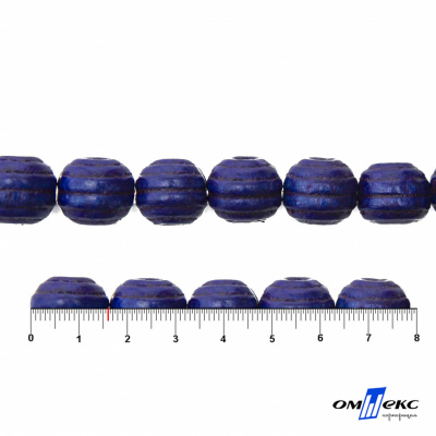 0309-Бусины деревянные "ОмТекс", 16 мм, упак.50+/-3шт, цв.006-синий - купить в Гатчине. Цена: 62.22 руб.